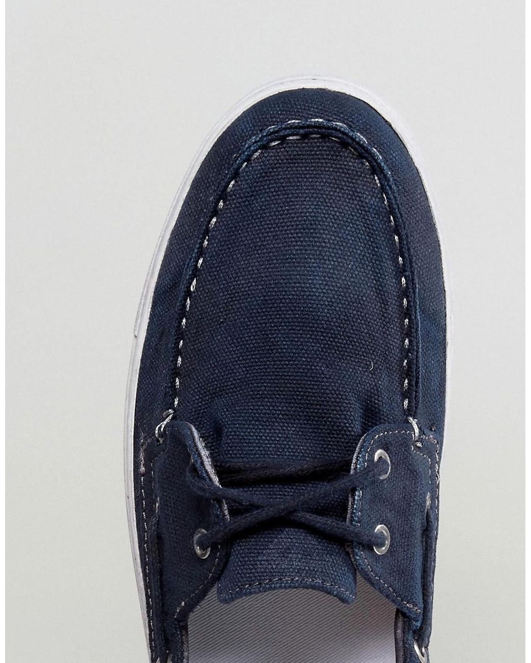 repertoire Gehakt kans Armani Jeans Washed Canvas Boat Shoes In Navy in Blue for Men | Lyst