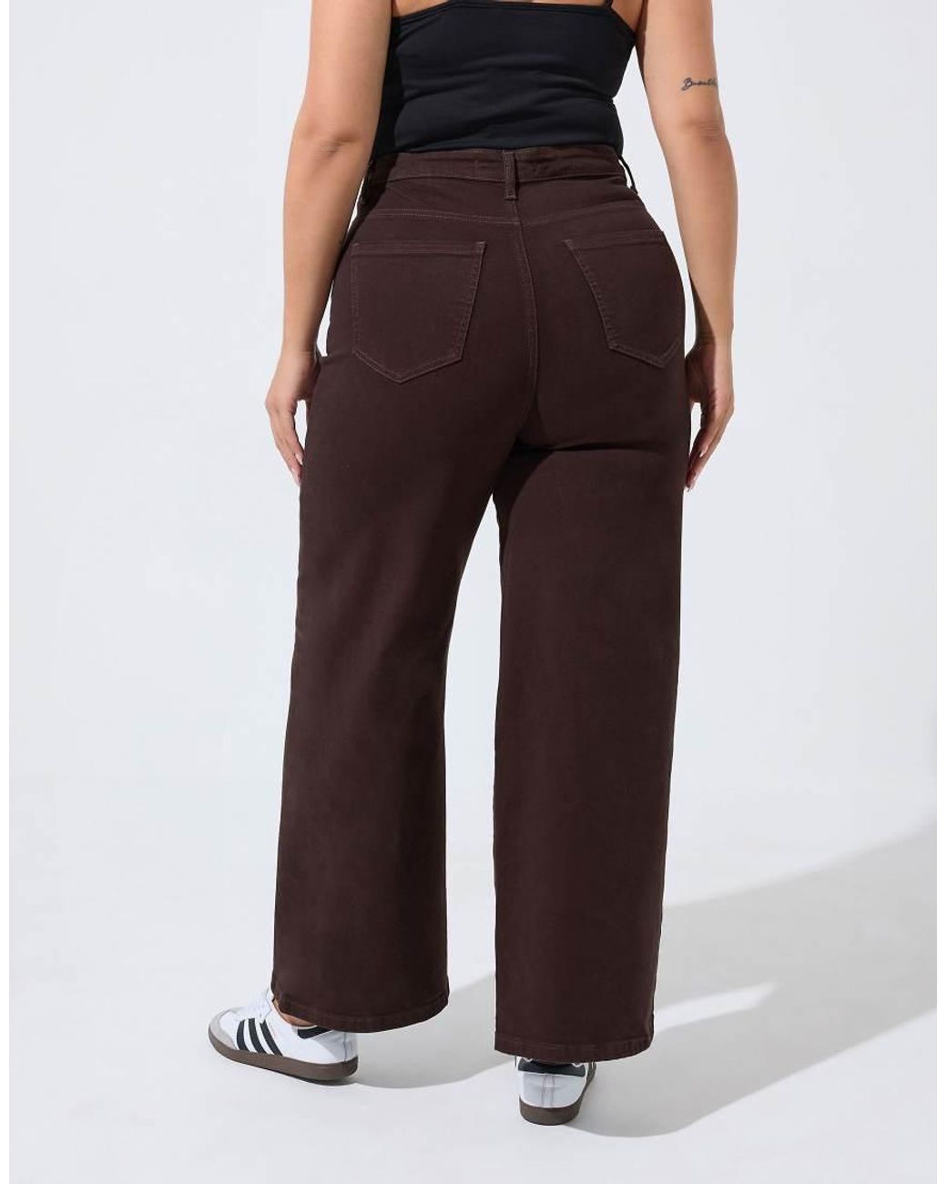 Yours Clothing Brown Wide Leg Jeans