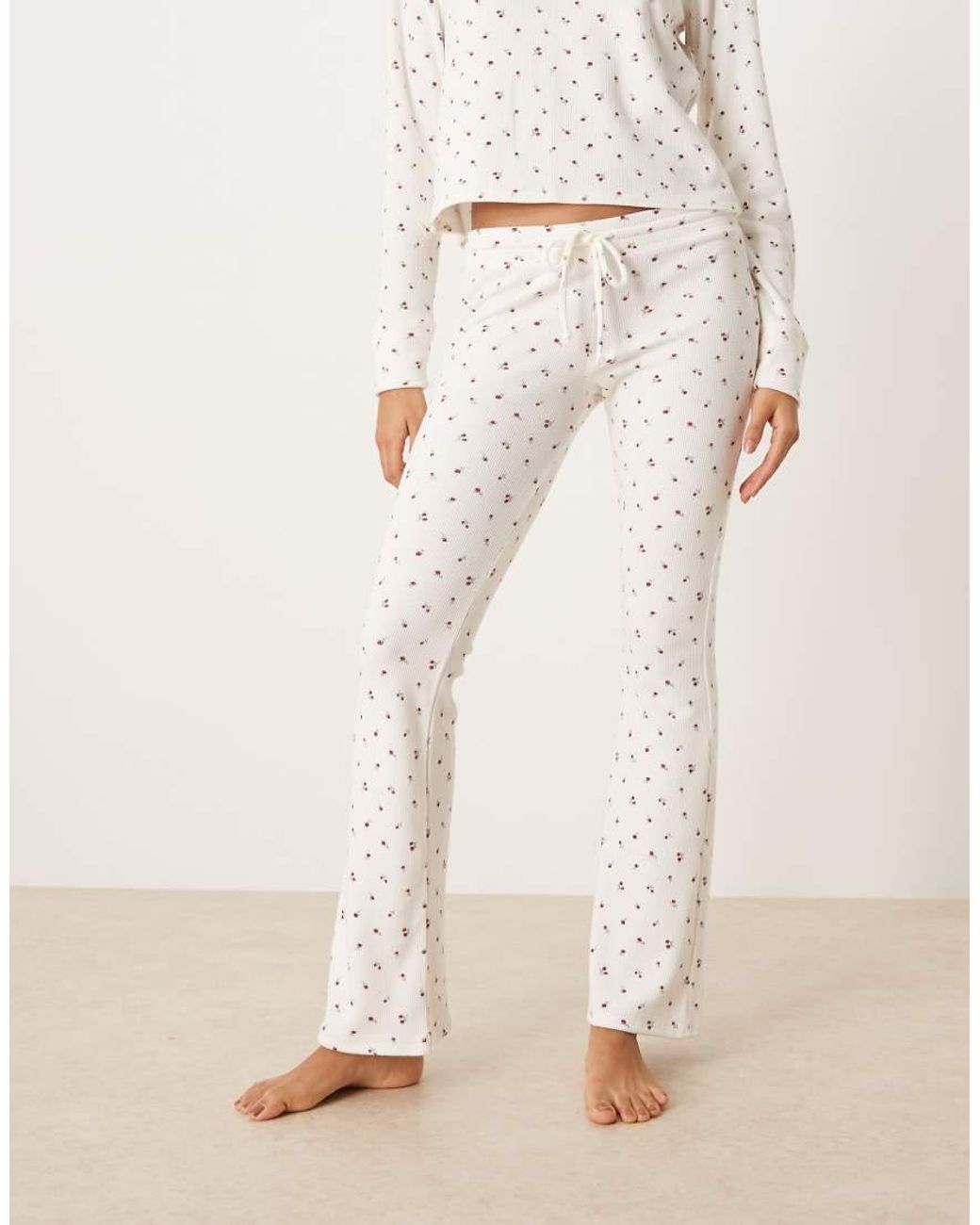 Hollister Natural Gilly Hicks Mid Rise Flare Cosy Waffle Trousers Co-ord