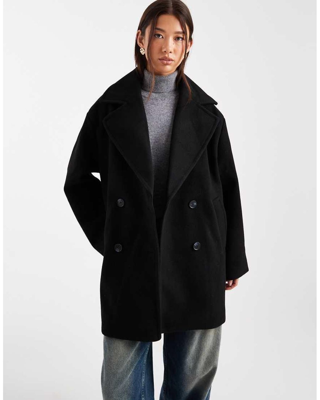Monki White Double Breasted Longline Jacket