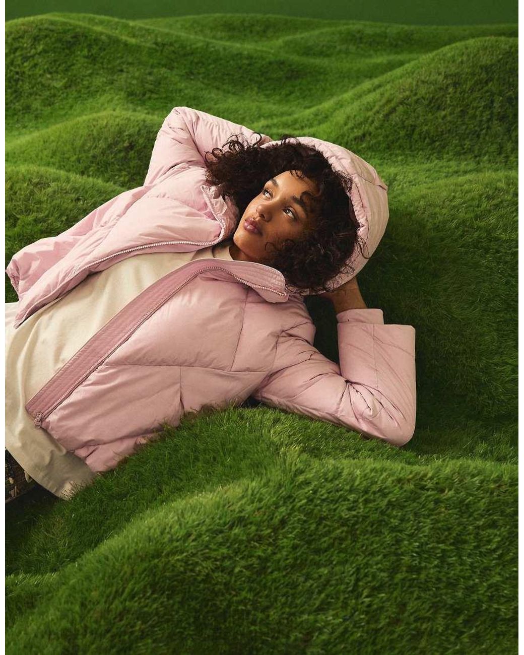 Bershka Green Hooded Puffer Jacket