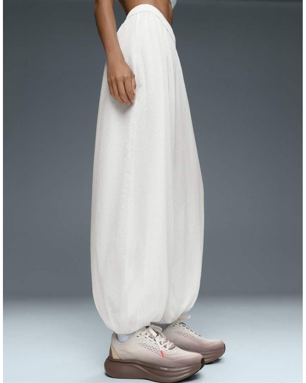 Oysho White Checked Technical Bloomer Trousers