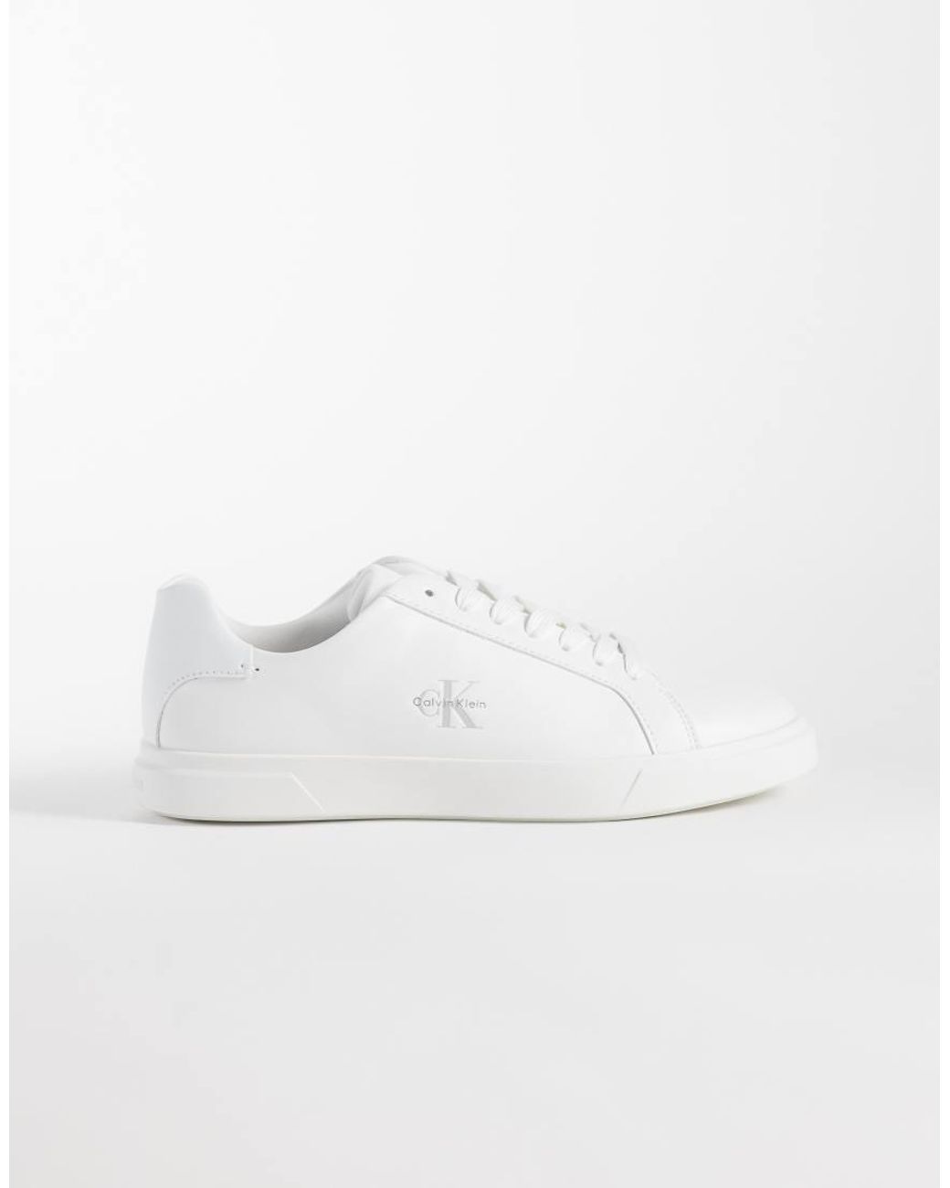Calvin Klein White Leather Low Profile Cupsole Sneakers