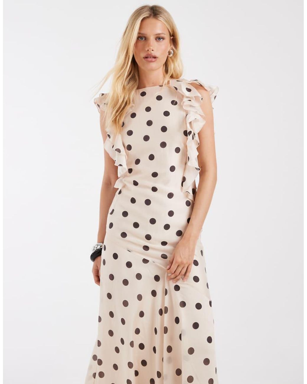& Other Stories White Maxi Dress With Ruffle Edging And Low Back