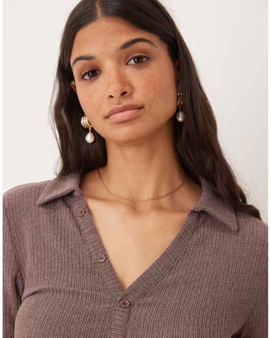 ASOS Natural Textured Shirt Midi Dress