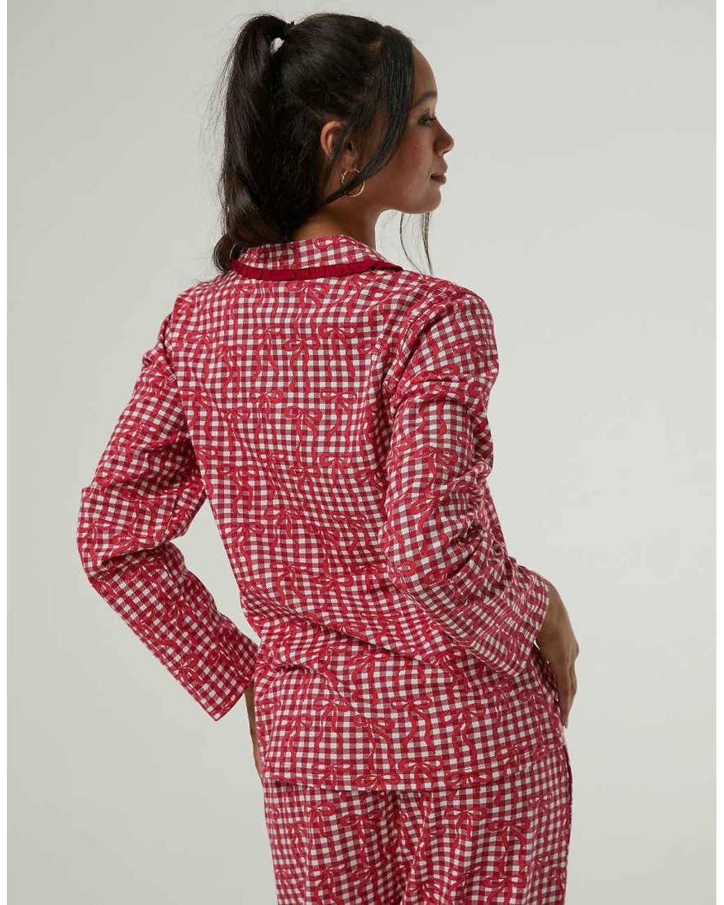 Skinnydip London Red Gingham Bow Christmas Pyjama Set With Scrunchie