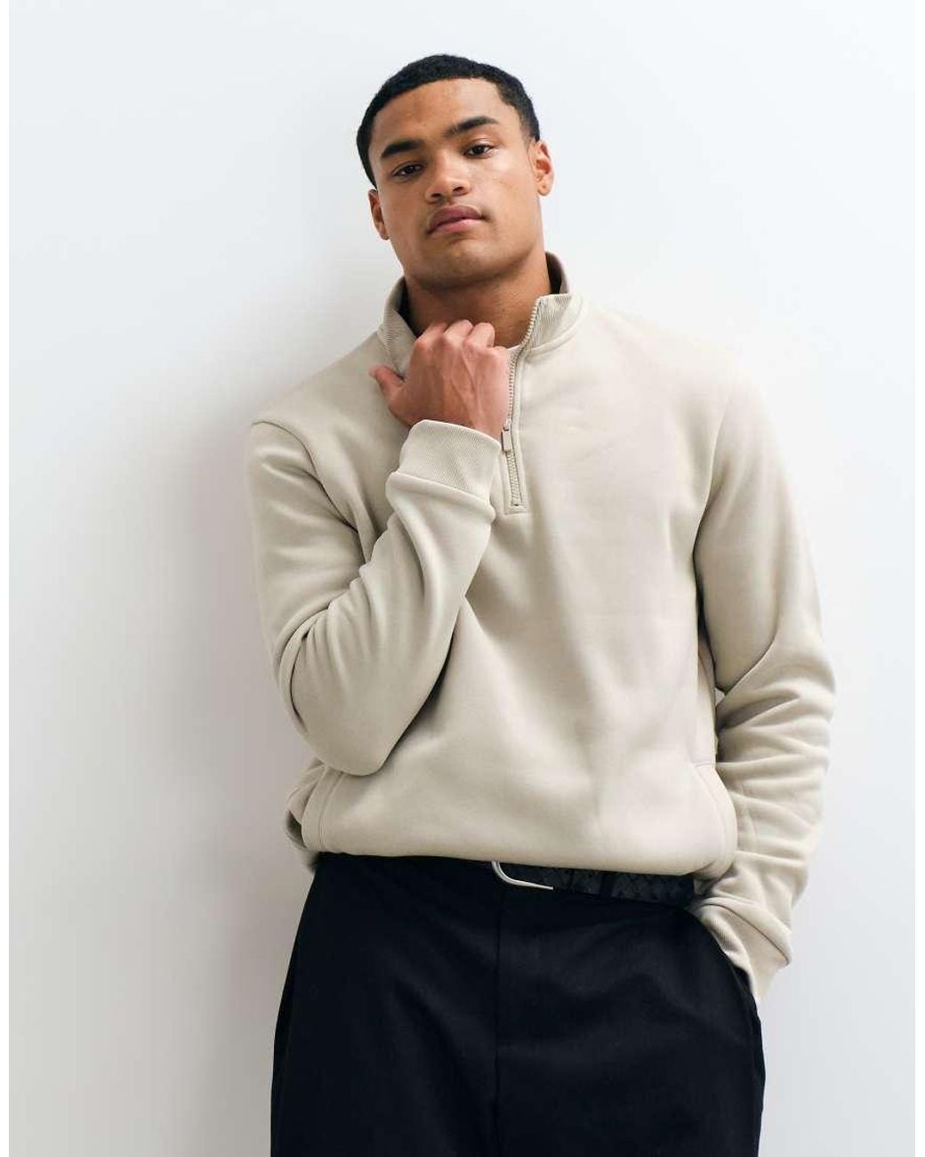 Brave Soul Natural 1/4 Zip Sweatshirt for men
