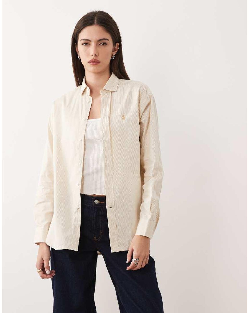 Polo Ralph Lauren Natural Relaxed Fit Striped Cotton Blouse
