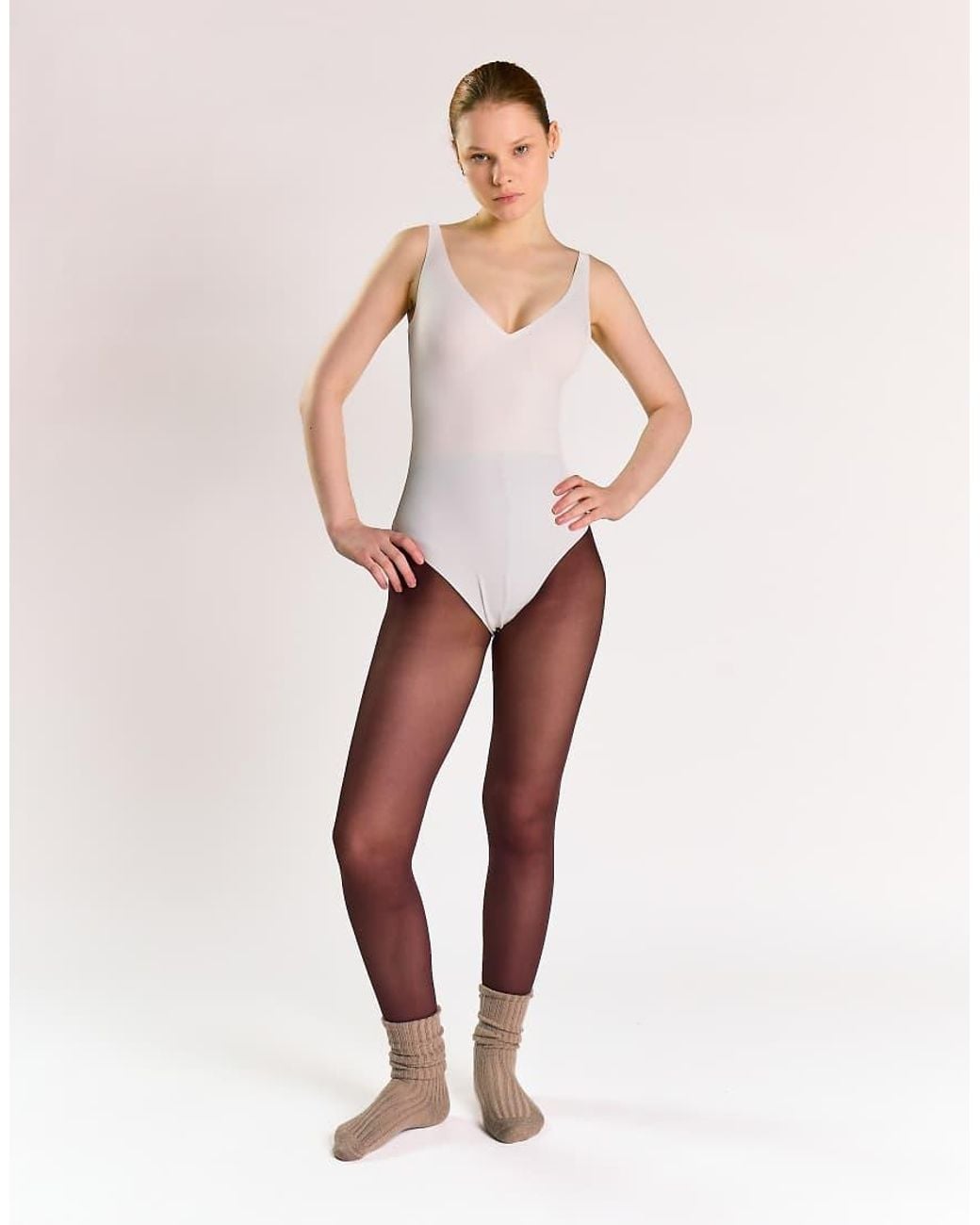 agon® Natural V Neck Bodysuit