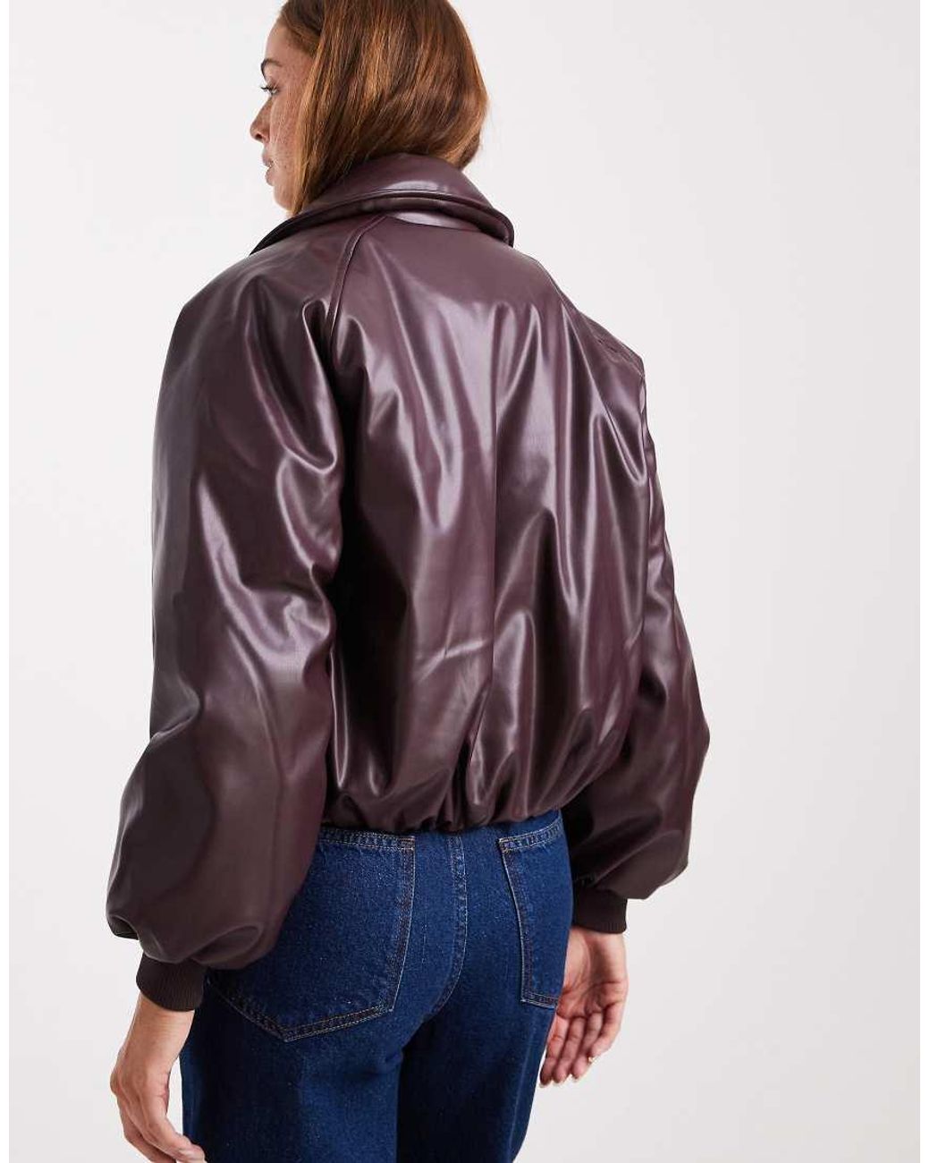 Cotton On Purple Faux Leather Puff Jacket