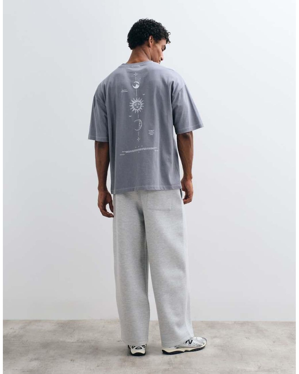 ASOS Blue Heavyweight Oversized T-shirt With Celestial Spine Print for men