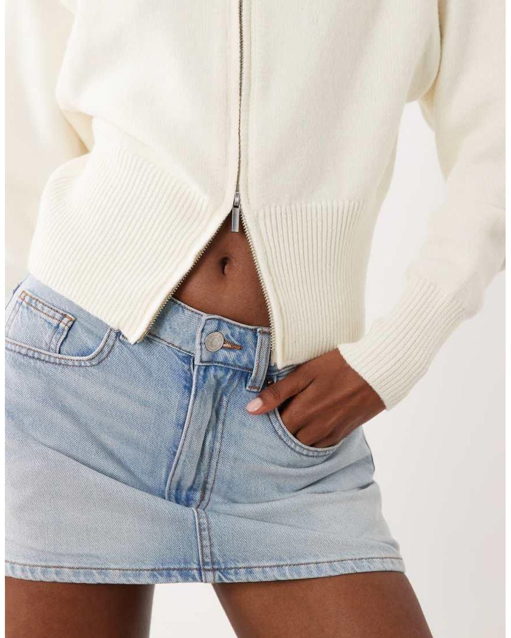 Cotton On White Lotus Cinched Zip Knit