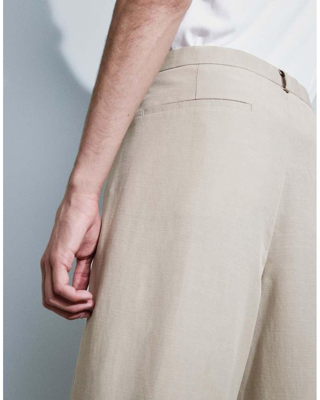 ASOS White Summer Cotton Blend Smart Wide Leg Pants for men