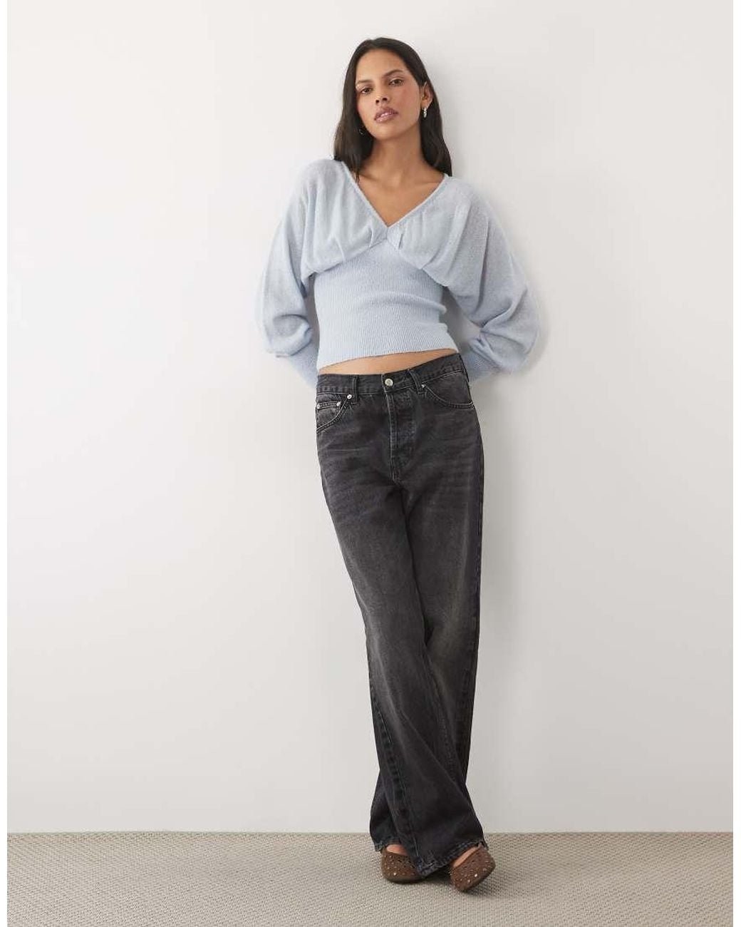 Cotton On White Feather V Knit Top