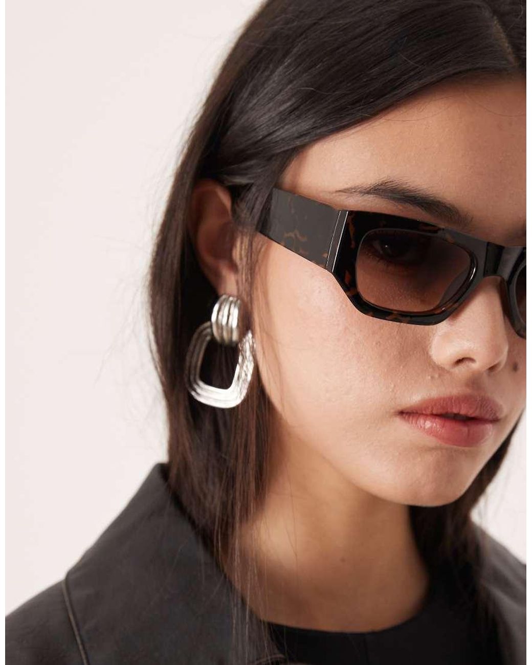 ASOS Black Angular Mid Square Sunglasses