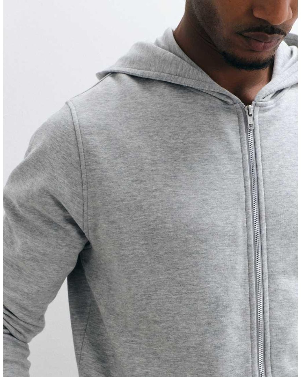 ASOS Gray Essentials Zip Through Hoodie for men