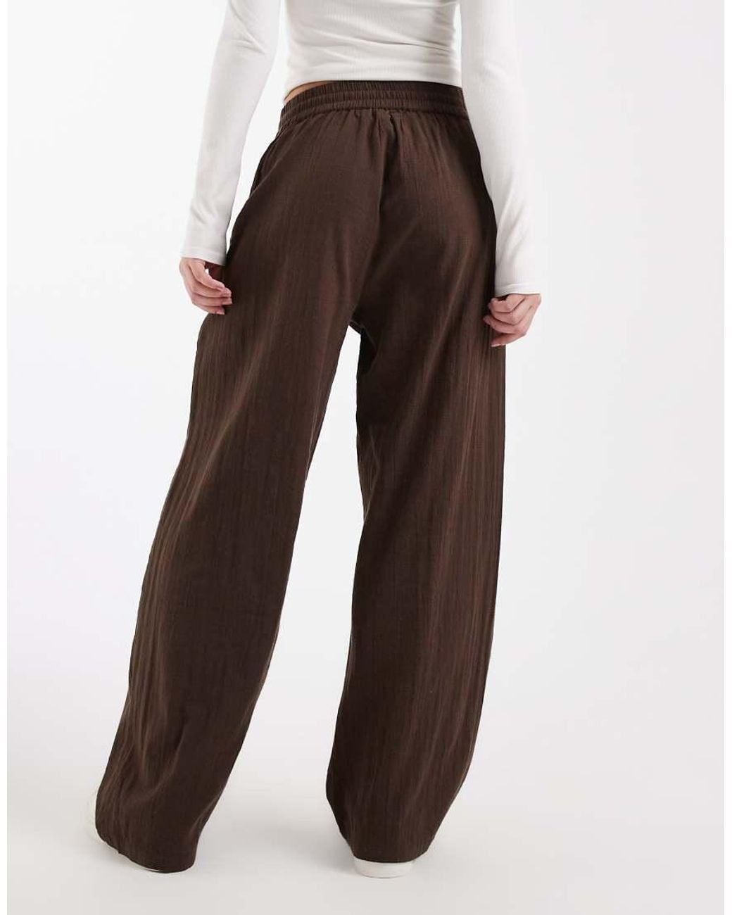 ONLY White Wide Leg Linen Look Trousers