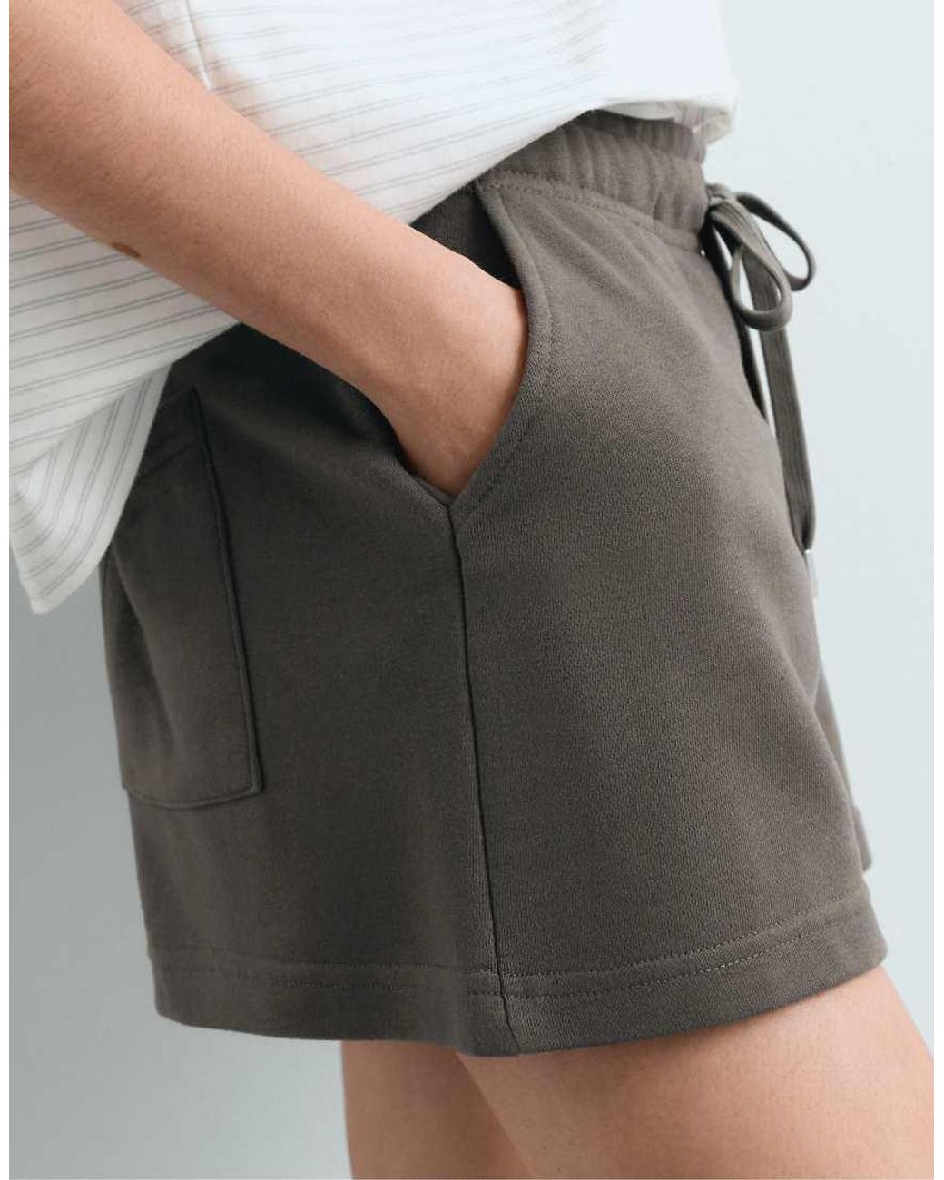 Oysho Gray Cotton Blend Fleece Shorts