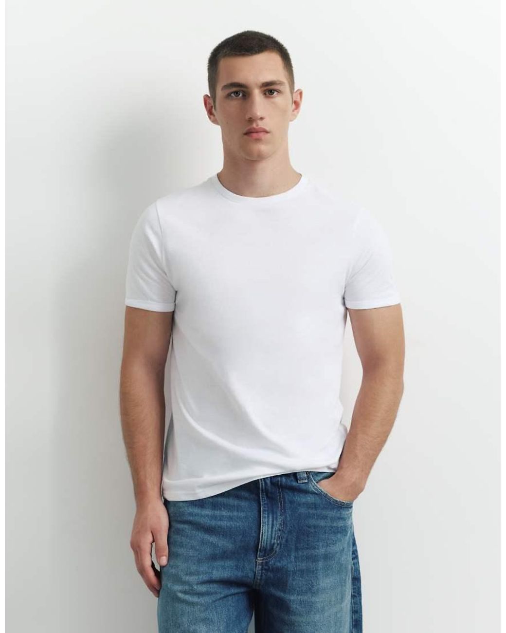Pull&Bear Basic Aansluitend T-Shirt in het White voor heren