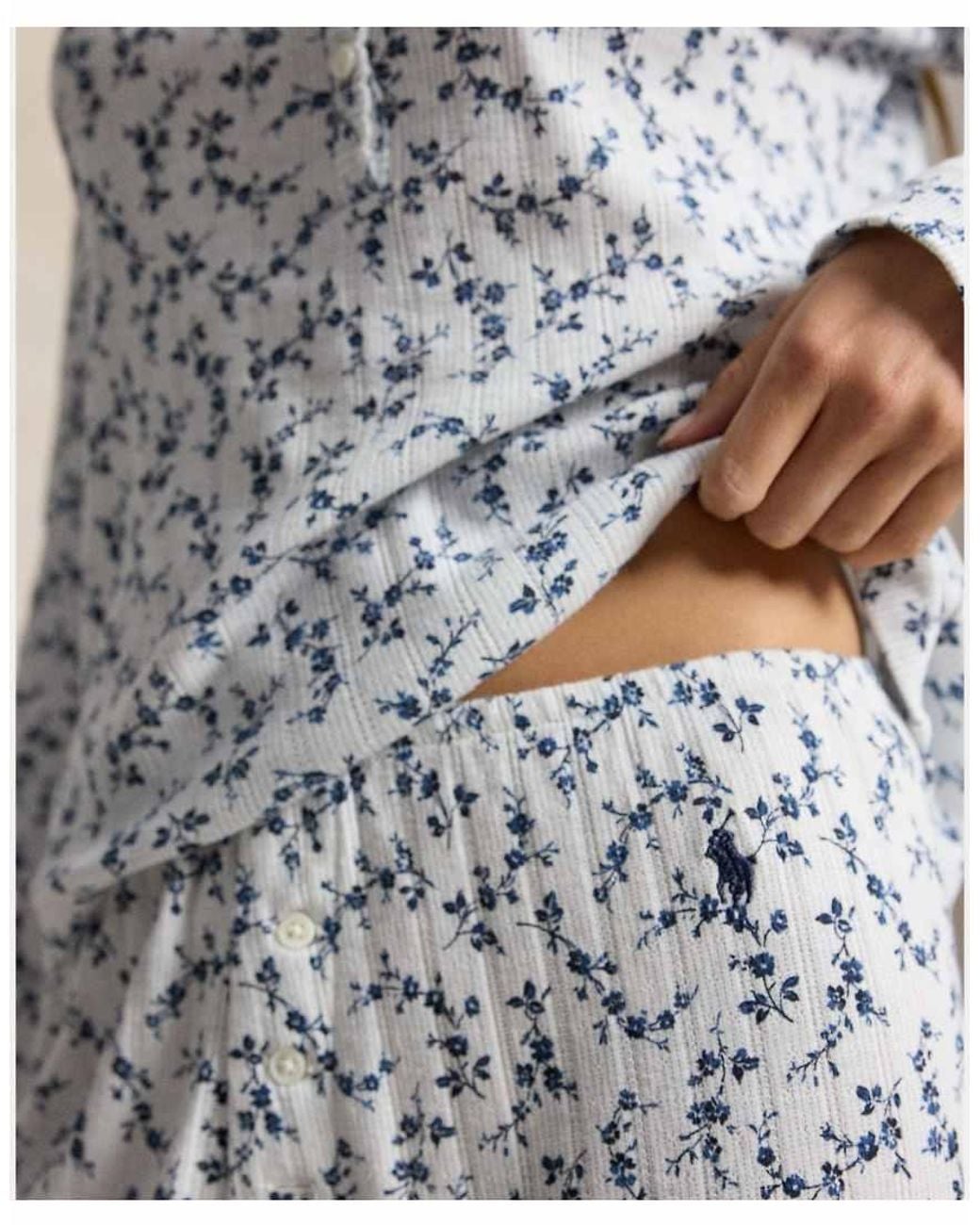 Polo Ralph Lauren Natural Pointelle Henley Pyjama Set