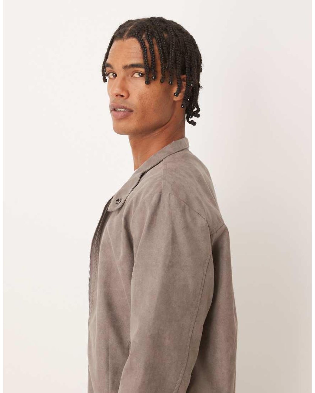 Brave Soul Brown Faux Suede Bomber Jacket for men