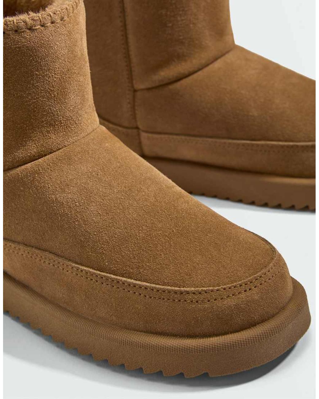 Oysho Brown Leather Ankle Boots