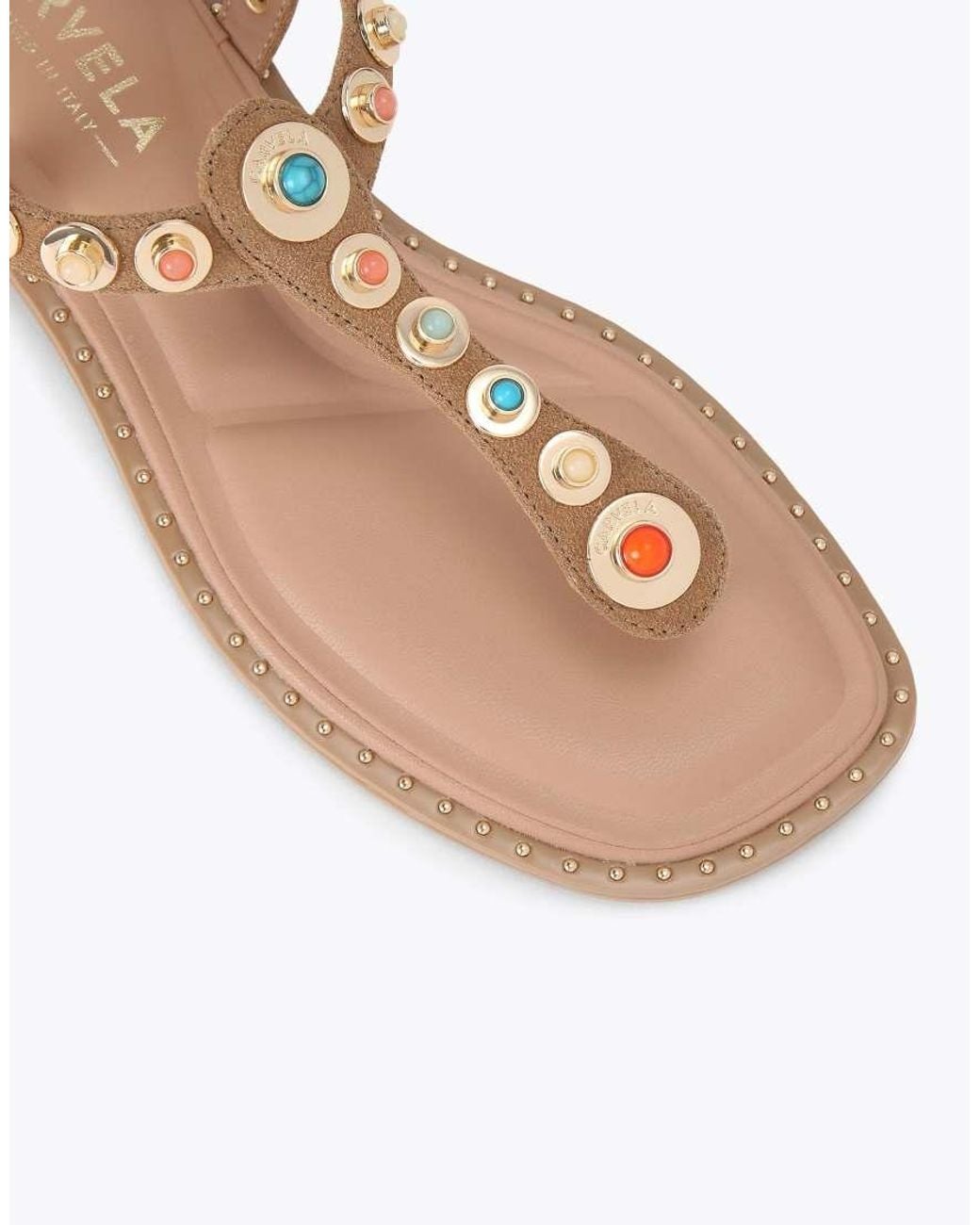 Carvela Kurt Geiger Natural Amalfi T Bar Sandal Flat Sandals