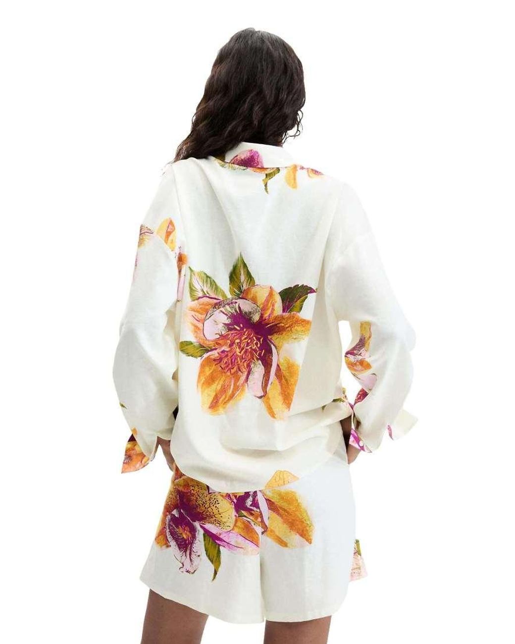 Desigual White Printed Floral Shirt