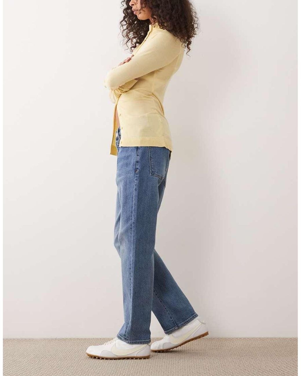 GOOD AMERICAN Blue Straight Leg Ankle Length Jeans