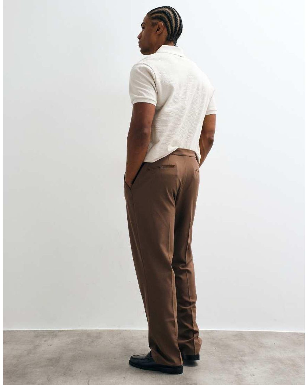 ASOS Brown Flexmax Smart Straight Trousers for men