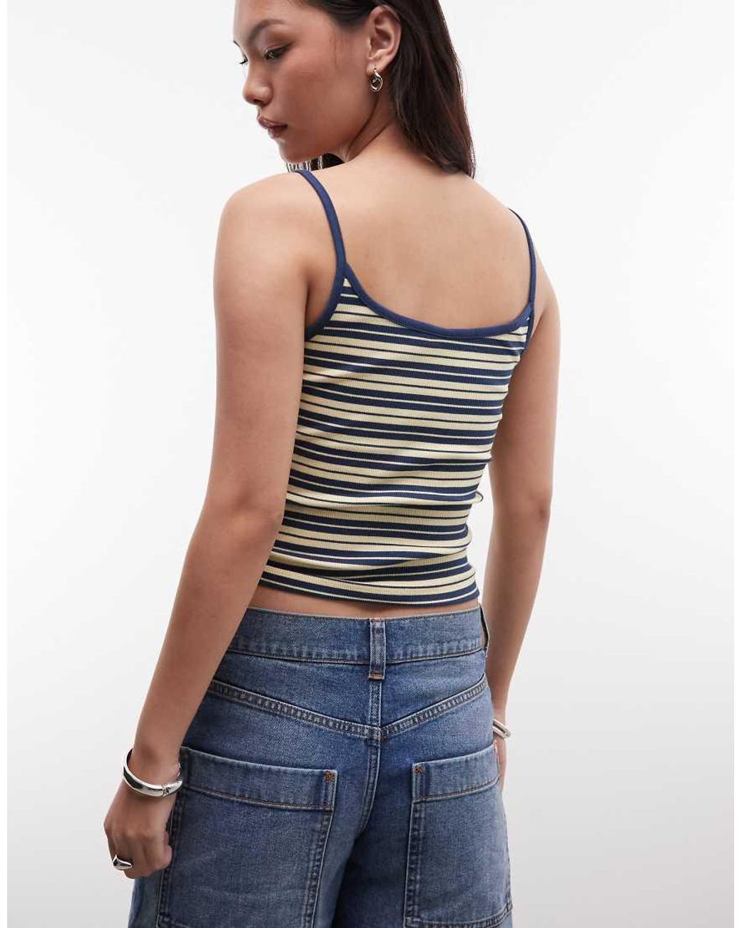 ASOS Blue Contrast Binding Scoop Detail Vest