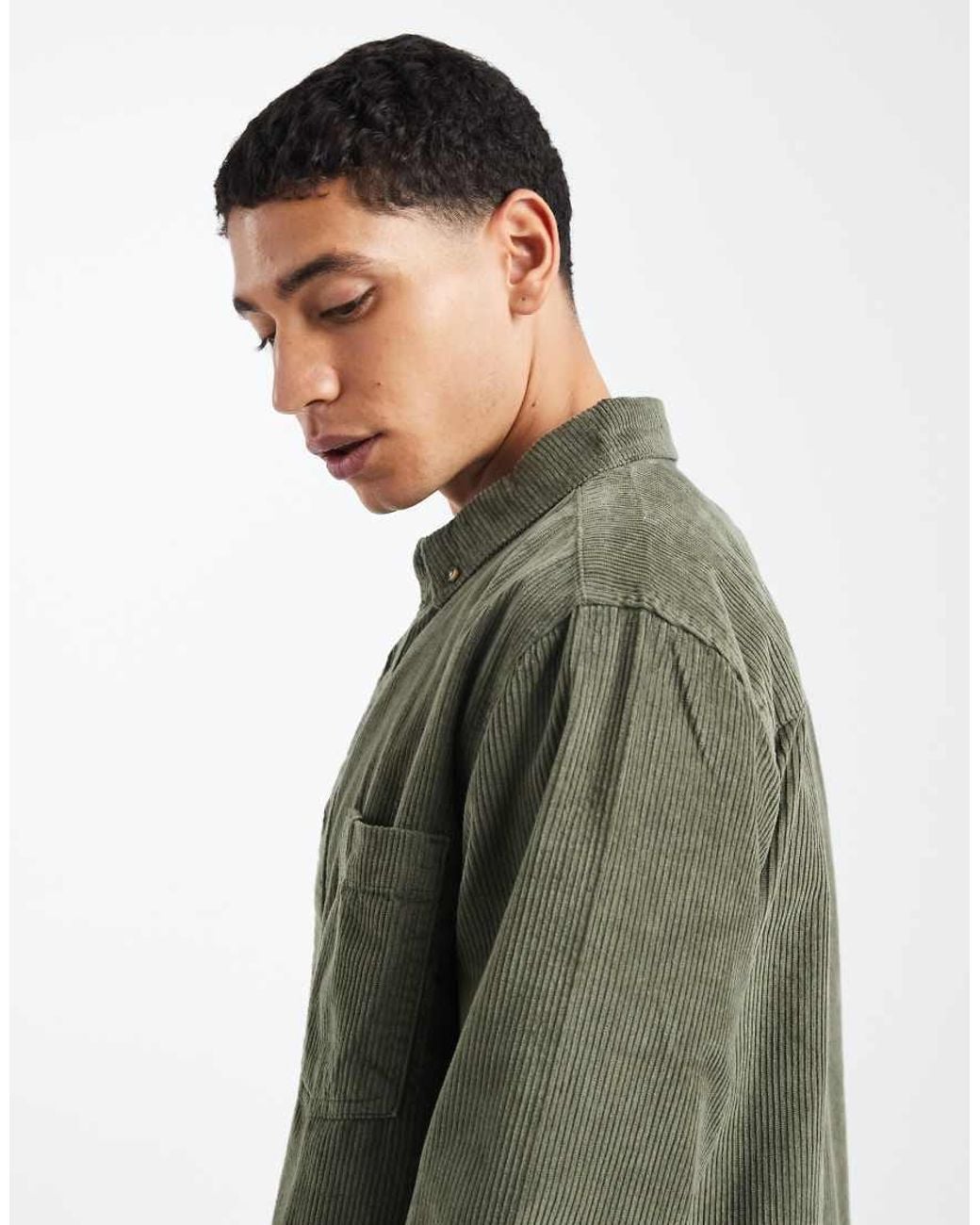 ASOS Green Regular Fit Cord Shirt for men