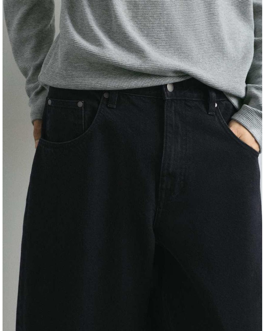 Pull&Bear Gray Barrel Jeans for men