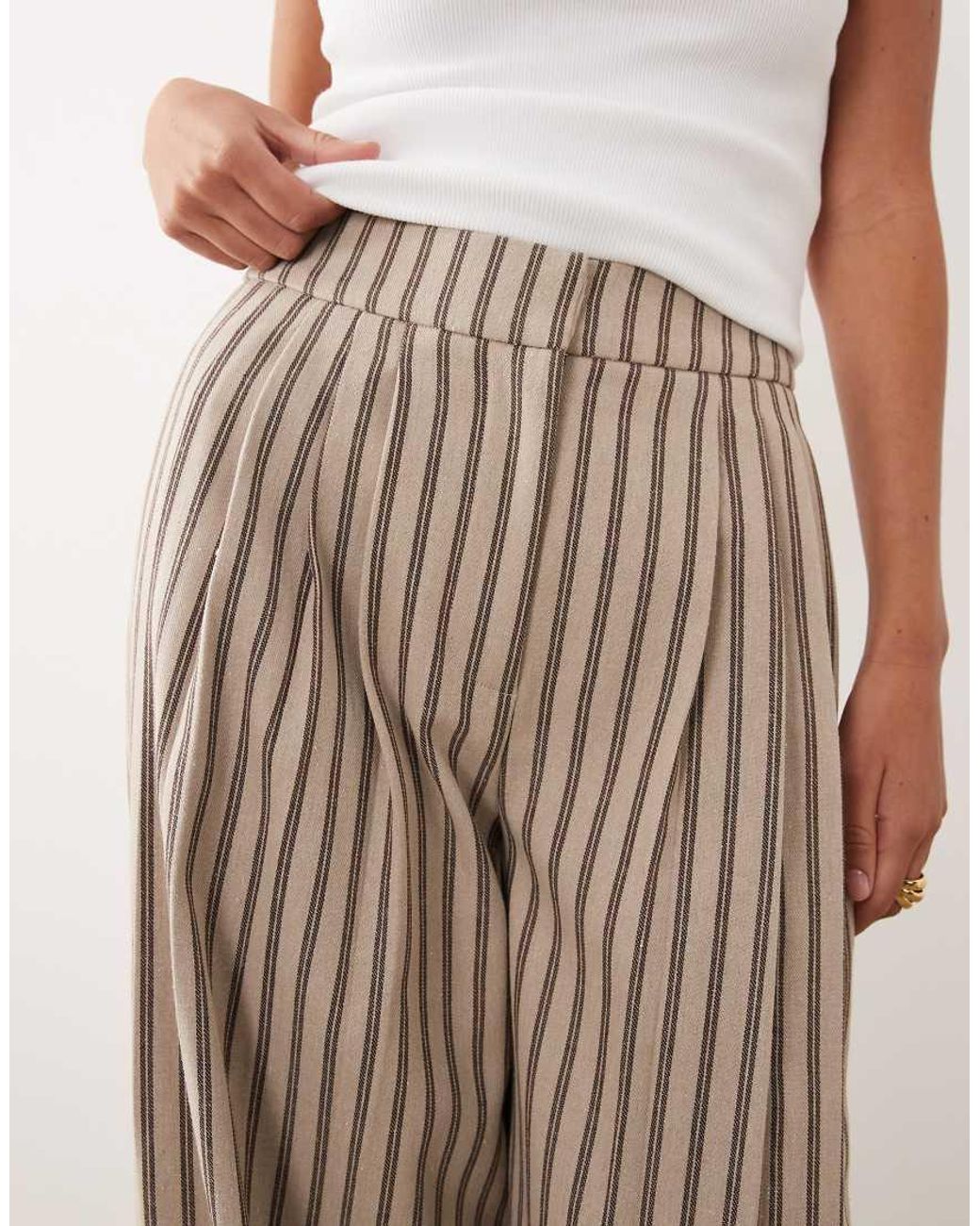 ARRANGE Natural Pleated Wide Leg Pants