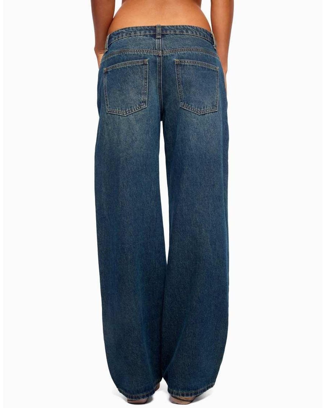 Edikted Blue Raelynn Washed Low Rise Baggy Jeans