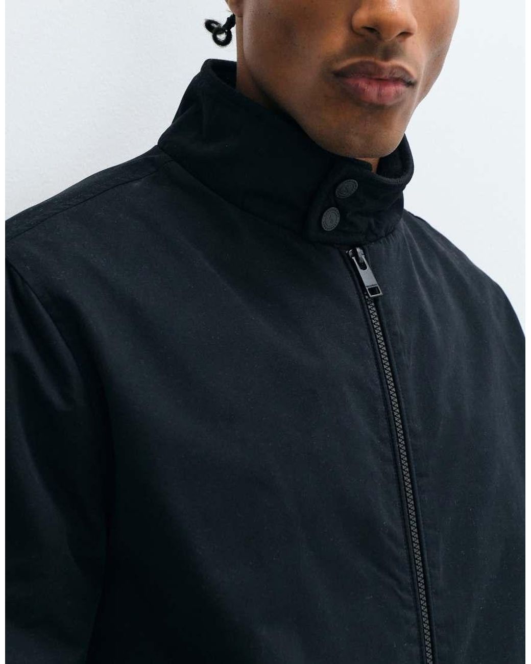 Threadbare Blue Showerproof Microfibre Harrington Jacket for men