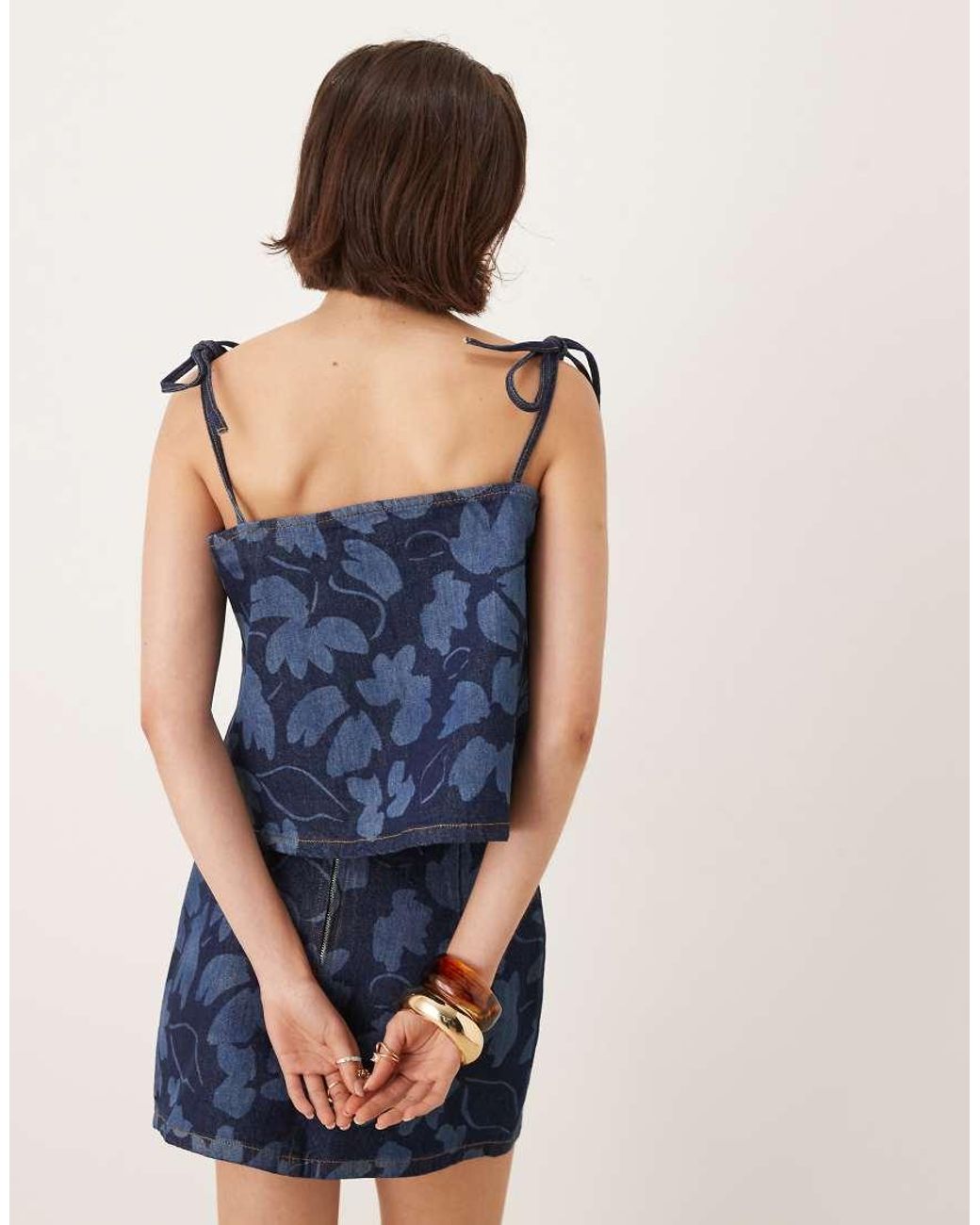 ASOS Blue Denim Cami Top Co-ord With Tie Straps