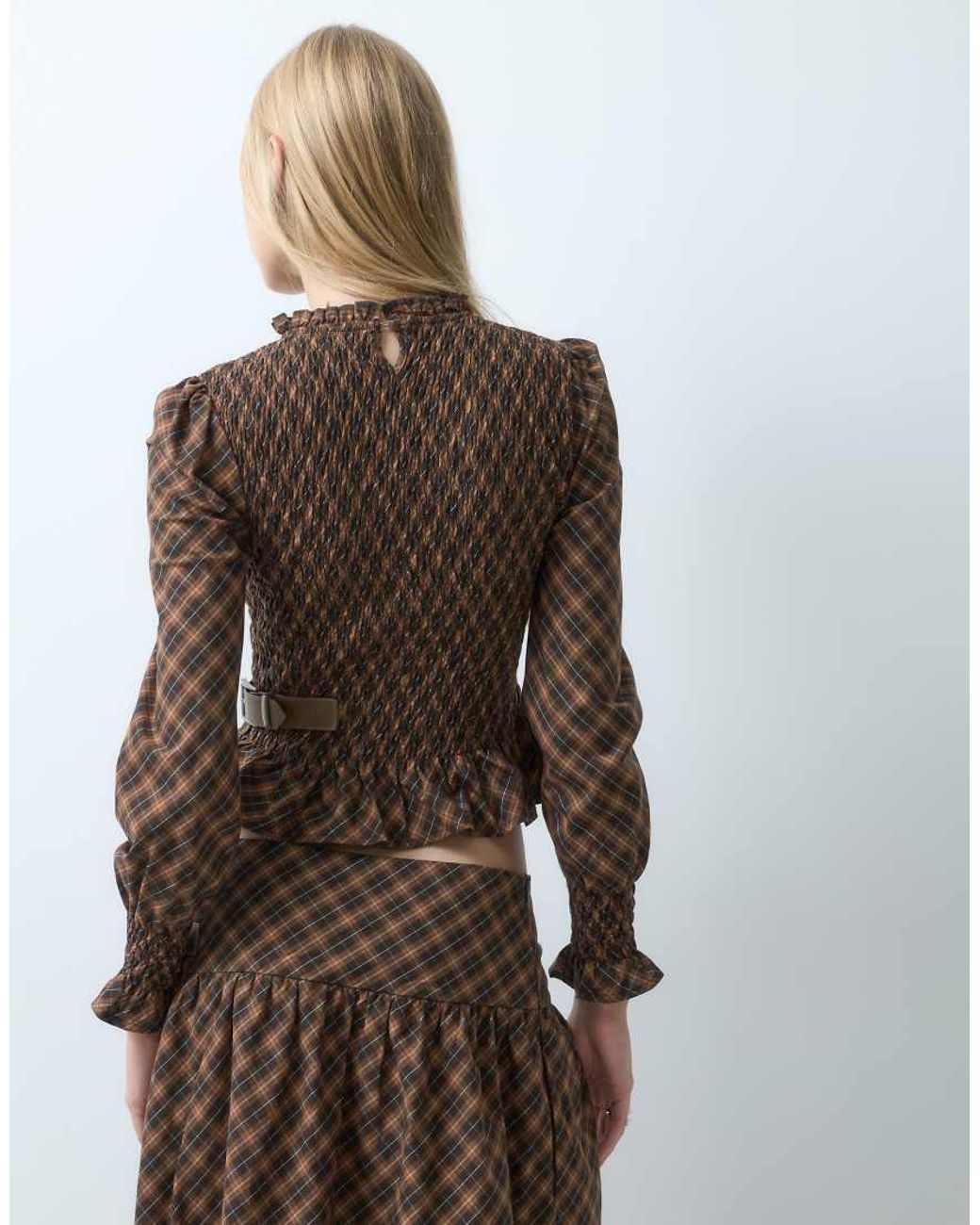House Of Sunny Brown Ruched Top