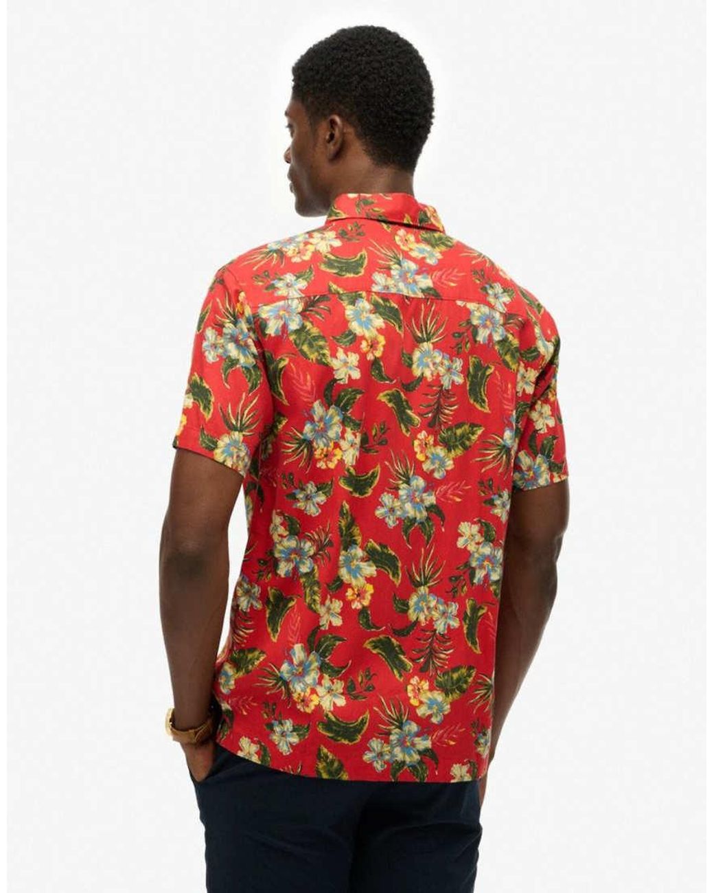Superdry Red Hawaiian Printed Shirt for men
