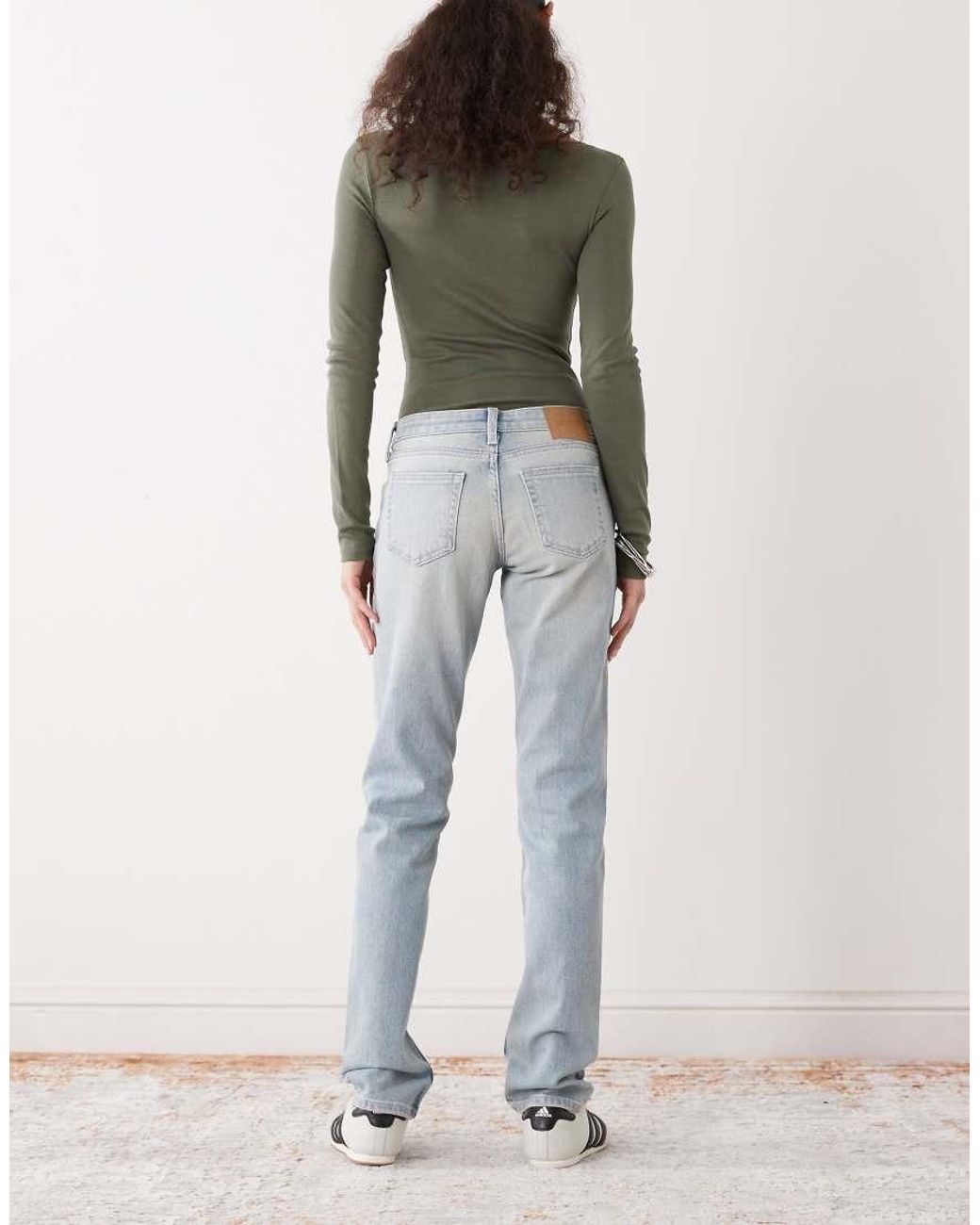 Weekday Blue Mid Waist Straight Leg Jeans