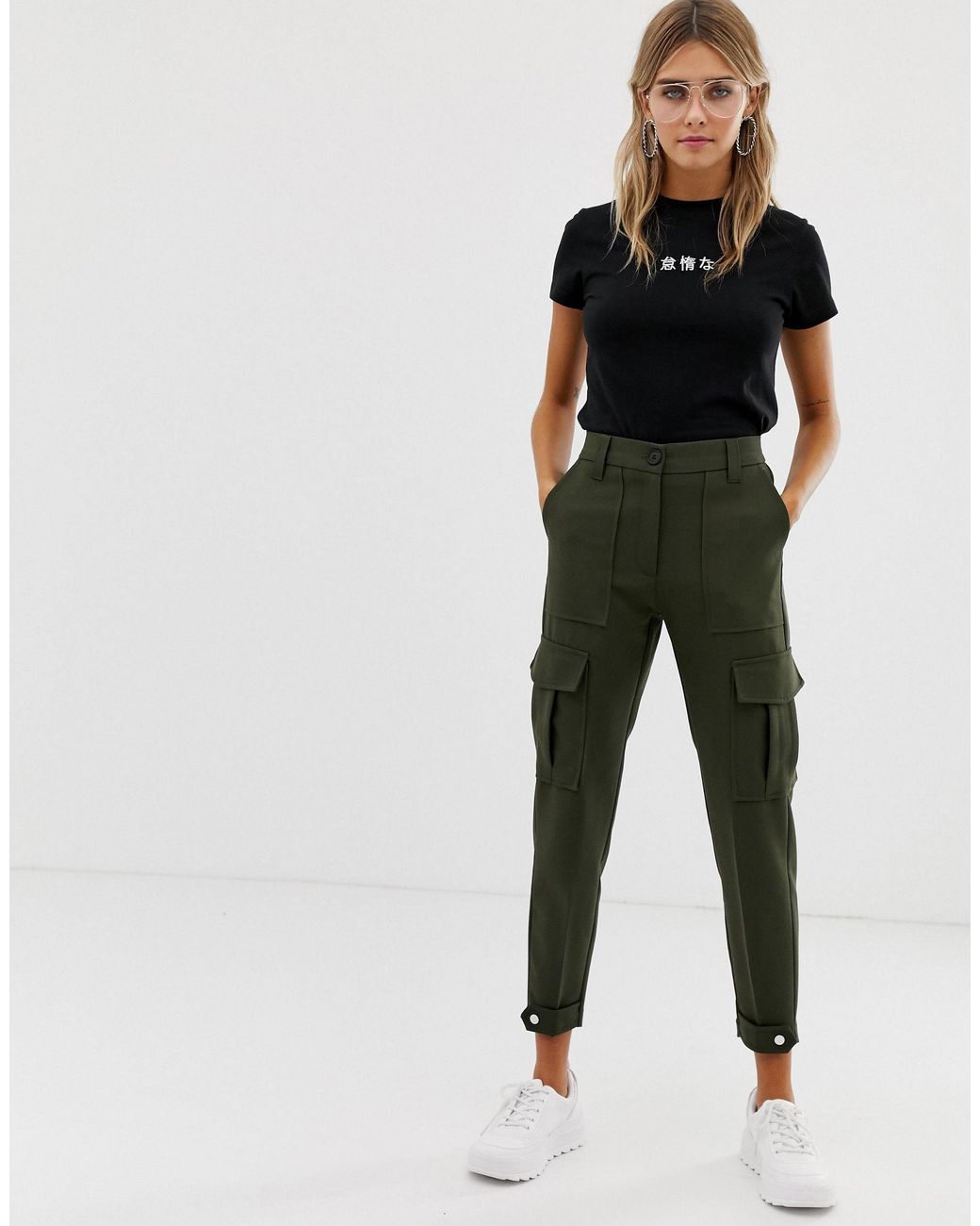 Bershka Denim Utility Cargo Pants in 