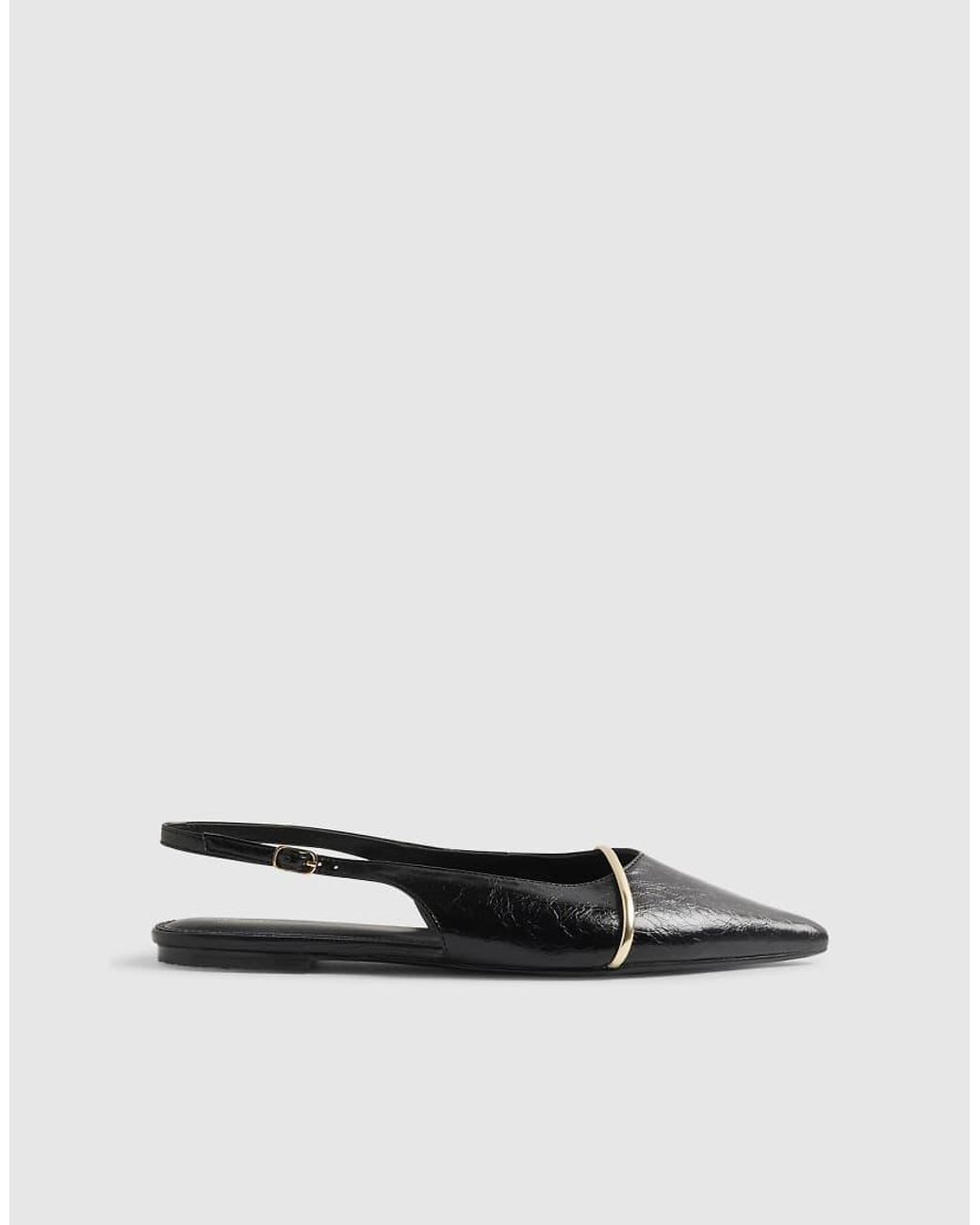 River Island White Metal Band Point Toe Flats