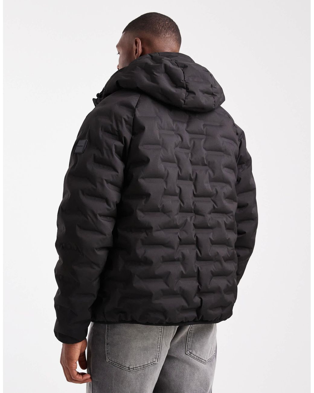 Threadbare – strukturierter puffermantel in Black für Herren