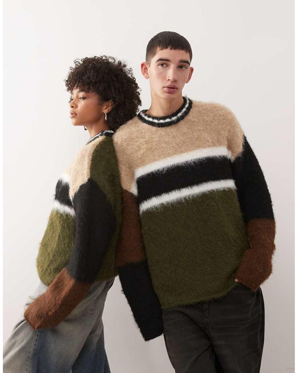 The Ragged Priest Black Mix Panel Jumper for men