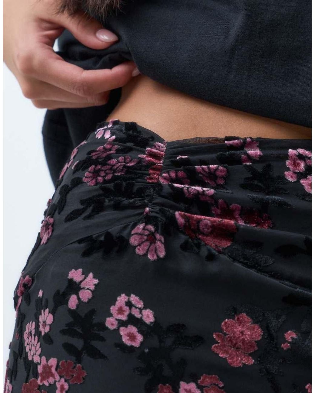 Motel Blue Nirbana Devore Floral Maxi Skirt