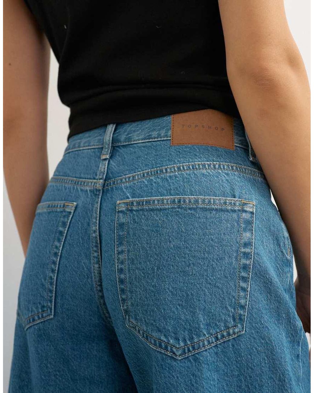 TOPSHOP Blue Relaxed Mid Rise Crop Jean