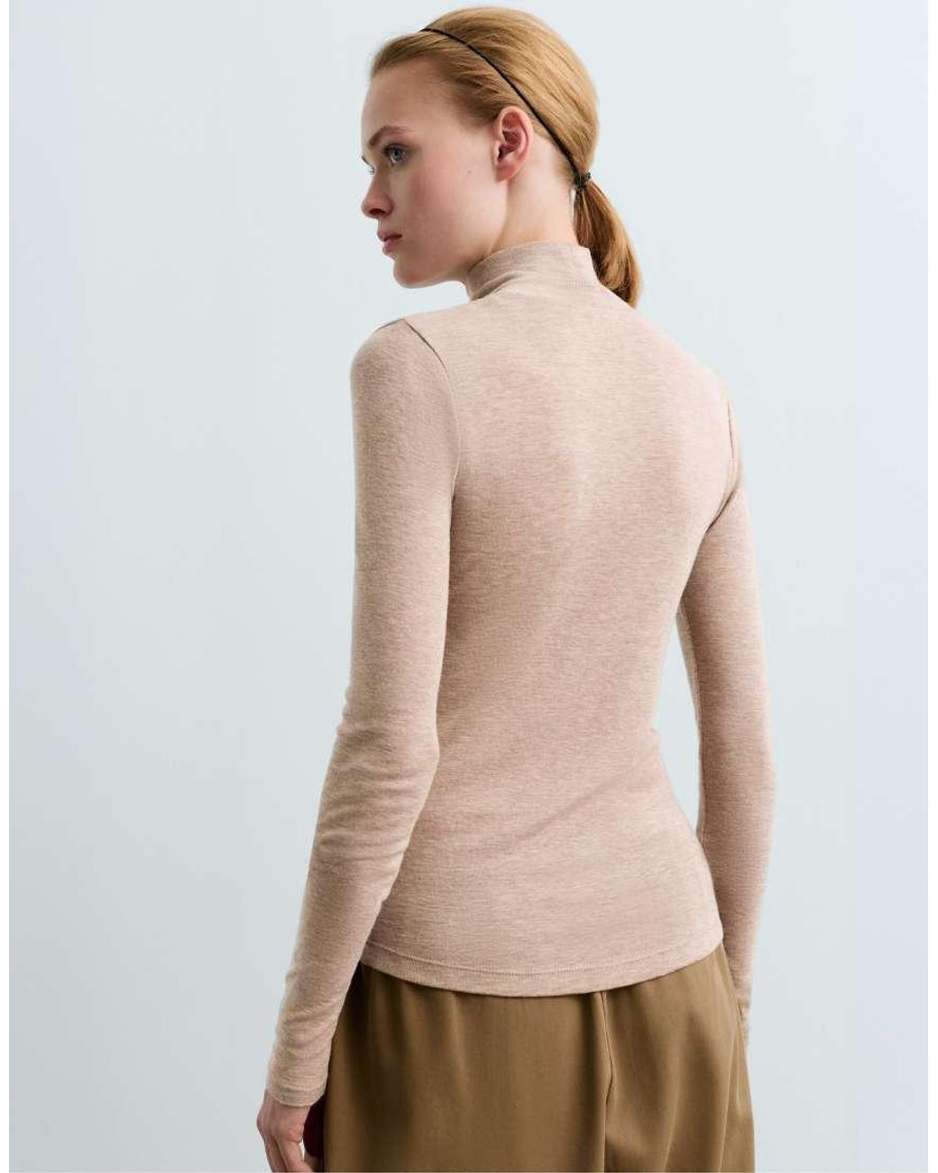 Oysho Natural T-Shirt Base Layer Rib