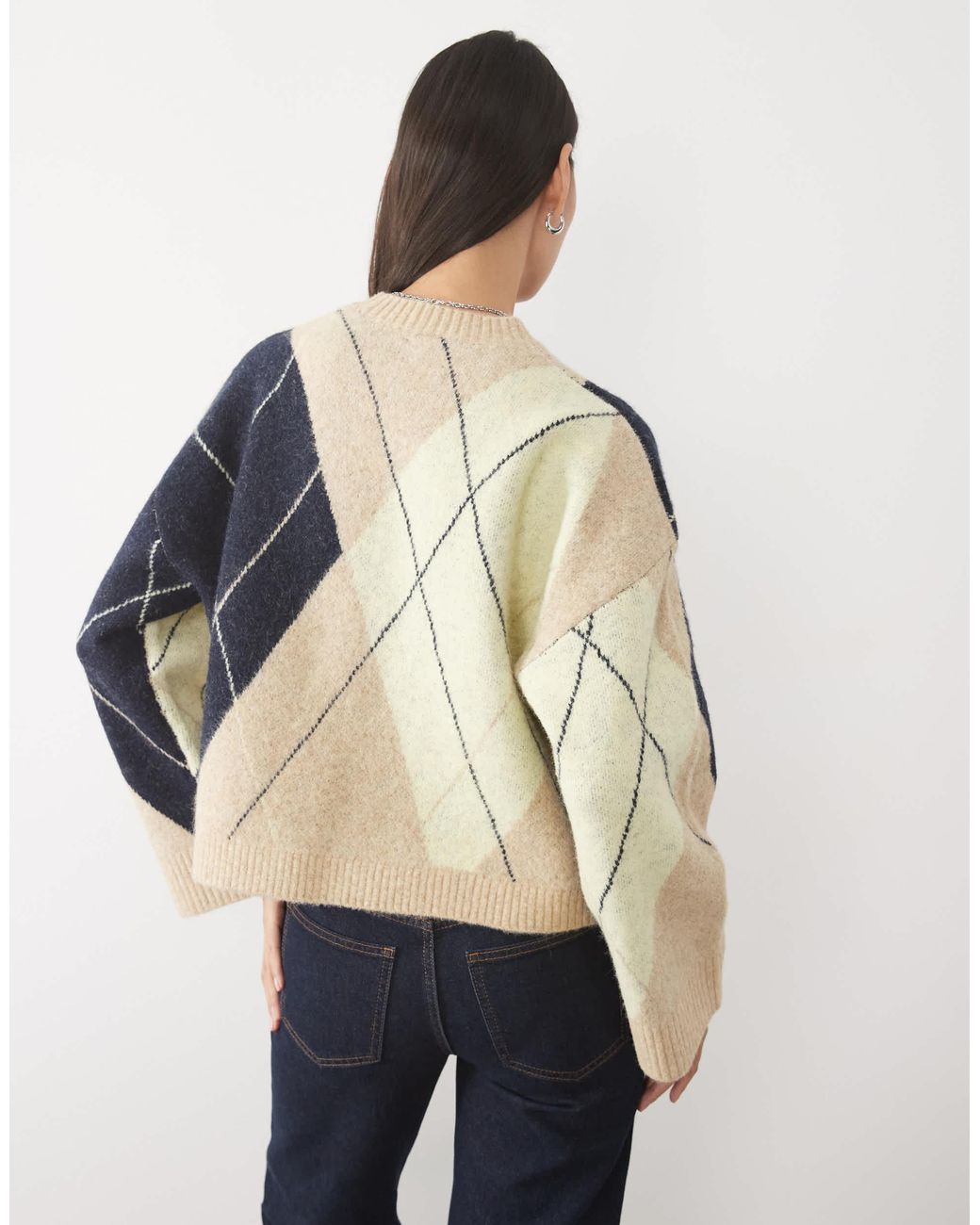 ASOS Natural Pullover mit argyle-muster