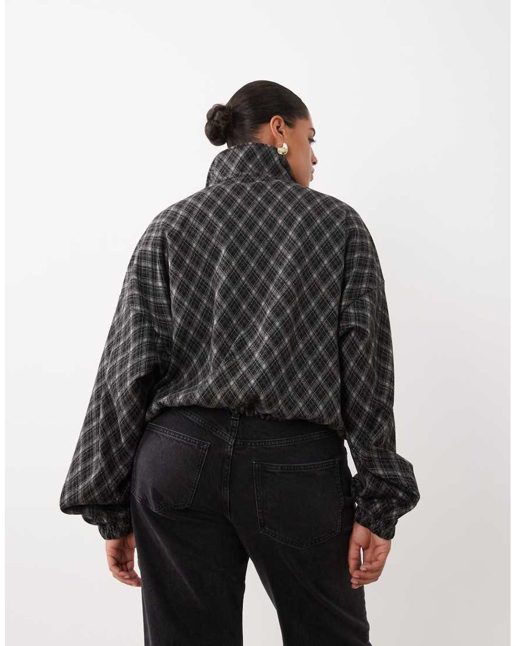 ASOS Black Asos Design Curve Brushed Half Zip Windbreaker Jacket