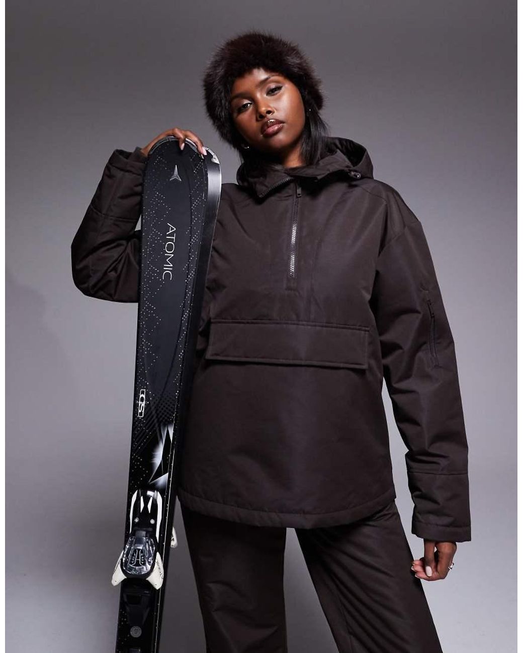 Threadbare Gray Co-ord Ski Overhead Jacket With Hood